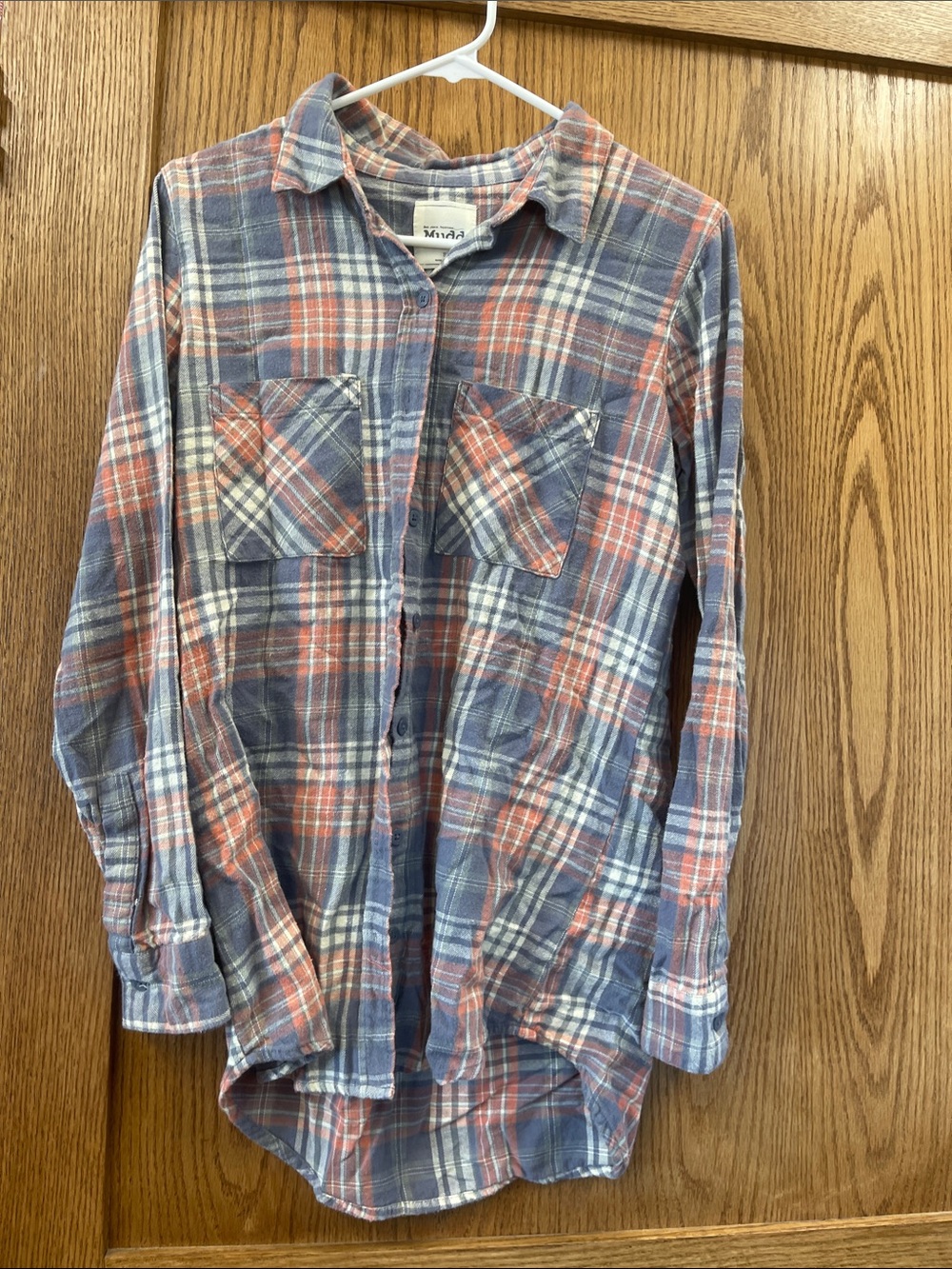 Mudd Blue and Orange Plaid Button-Down Shirt